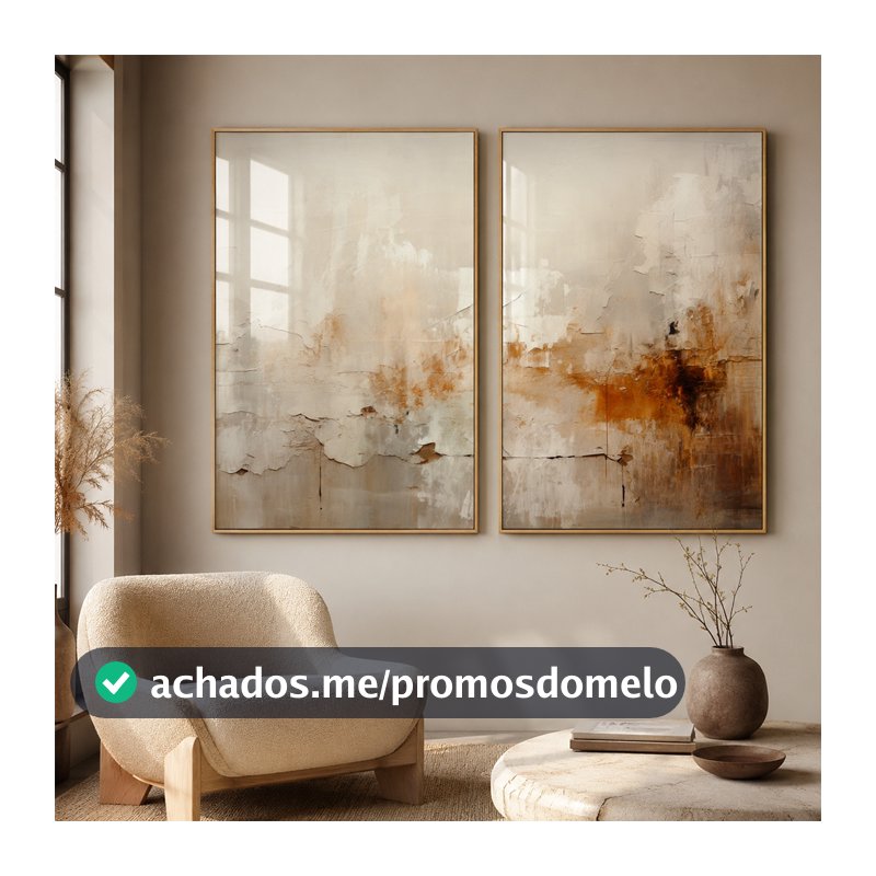 Quadro Decorativo Abstrato Reflexo do Outono 2 Telas Díptico Sala Quarto Escritório Decoração