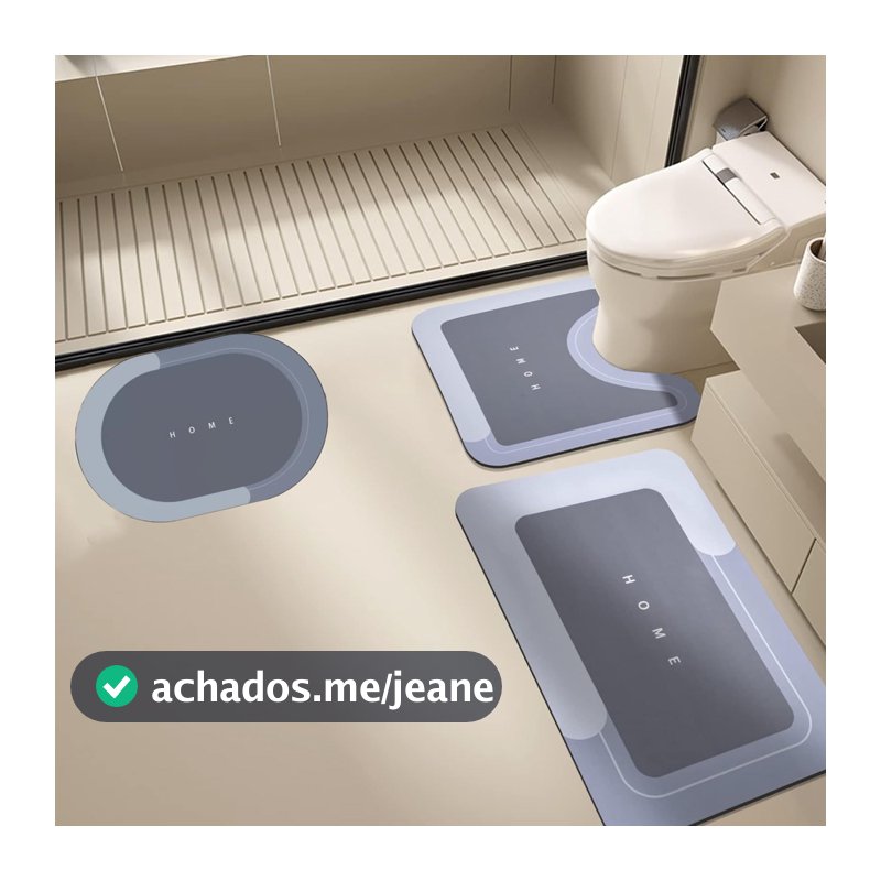 Kit 3 Tapete de Banheiro Absorvente de Diatomita Secagem Rápida Antiderrapante Lavável Decorativo