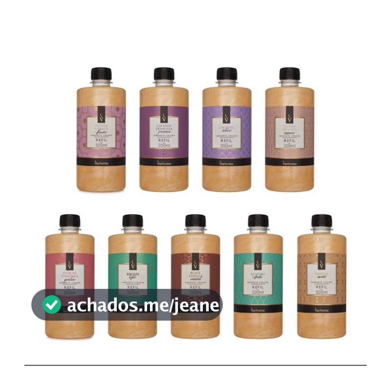 Sabonete Líquido Via Aroma 500ml Refil Linha Clássica Completa - Escolha sua Fragrância