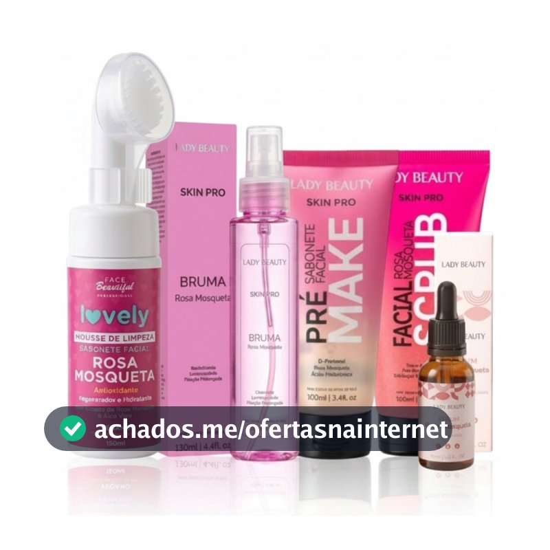 Kit Skin Care Limpeza De Pele Rosa Mosqueta Completo Clareador Manchas Hidratante Tratamento Facial