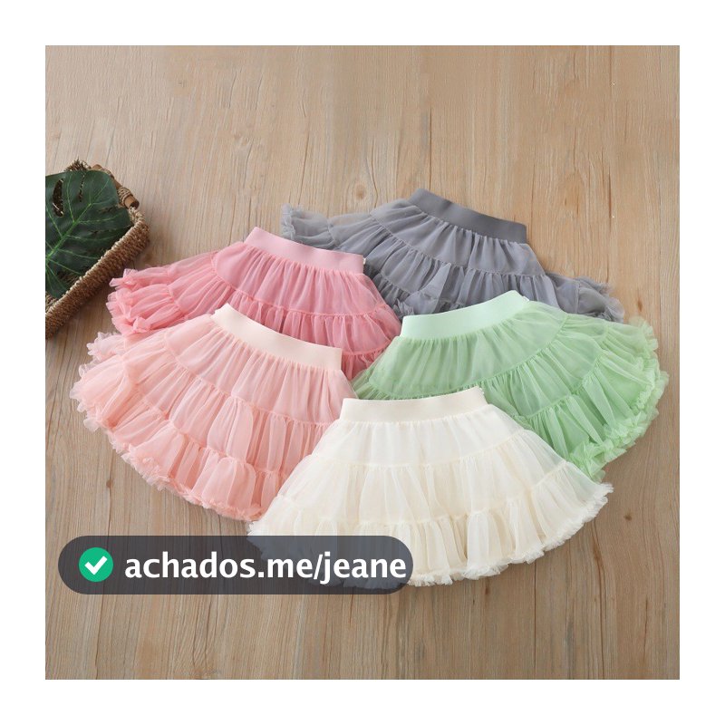 Saia De Tule Rosa Tutu Inchado Para Meninas Outono 2-6 Anos + Mais Cores