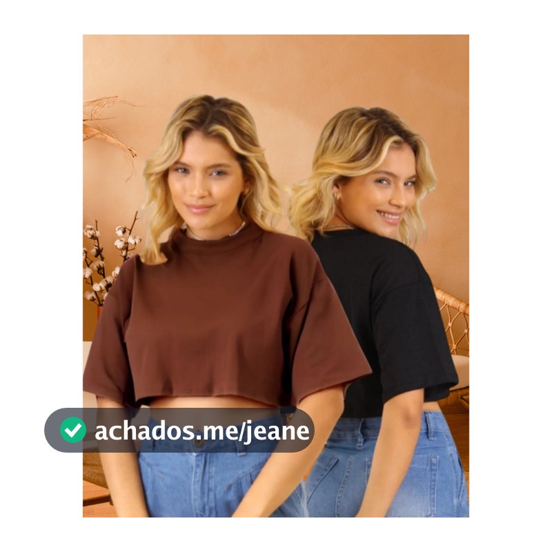 Kit 2 Cropped Liso Feminina Confortável Básica Leve Camiseta 100% Algodão tendência