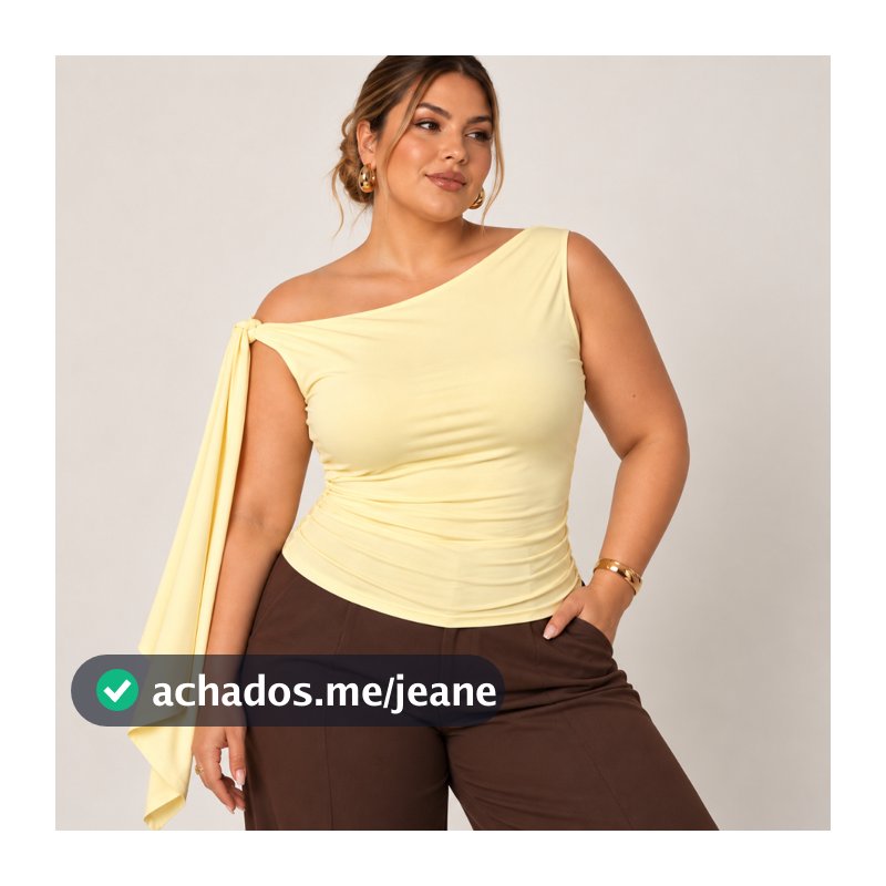 Blusa Plus Size Elegante Decote Assimétrico Faixa Lateral Suplex Premium com Forro GG G1 G2 G3