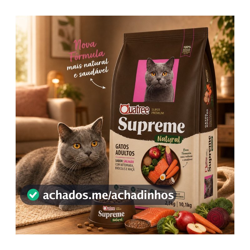 Racao Quatree Supreme Gatos Adultos Super Premium Salmao e Batata Doce 10kg
