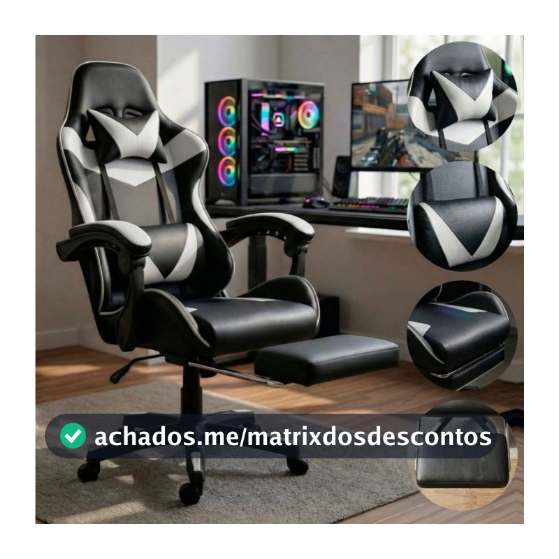 Cadeira Gamer Profissional Escritório Ergonômica Reclinável Confortável Com Rodinha E Apoio Para Pés
