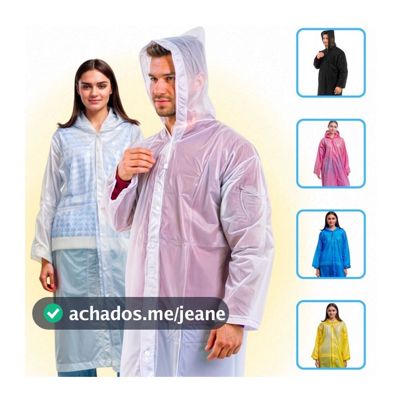 Capa De Chuva Adulto Unissex Reutilizável Resistente Com Capuz Passeio Festas Impermeável