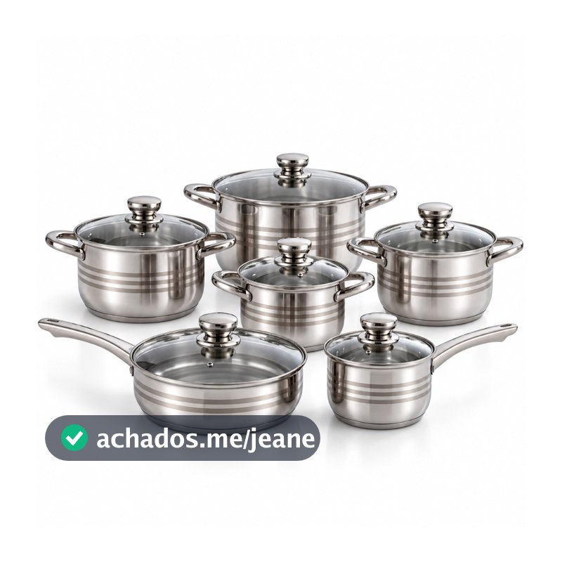 Jogo de Panelas Galya 12 Peças Aço Inox Fundo Triplo Original