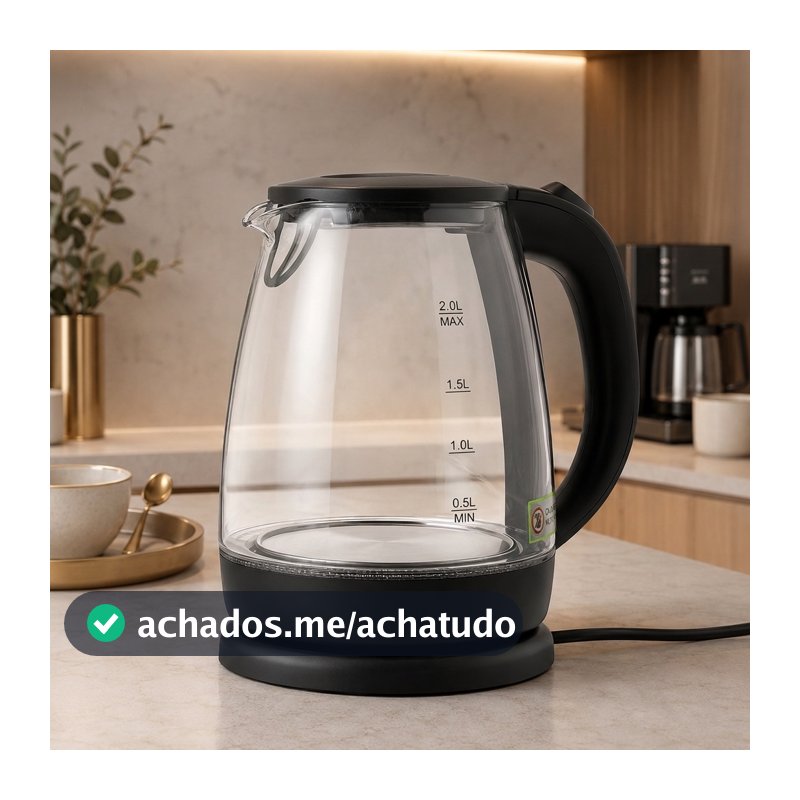 Chaleira Elétrica Jarra 1.8L Café Chá Inox 110v Vidro