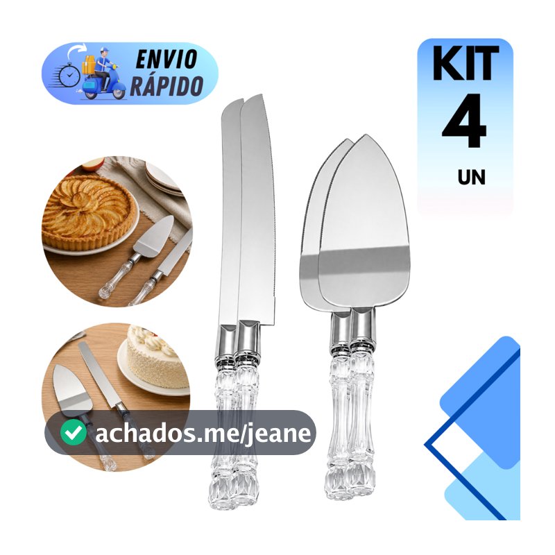 Kit 2 Espátula Bolo Aço Inox Cabo Transparente Confeitaria Torta Sobremesa Cozinha Servir Cortar