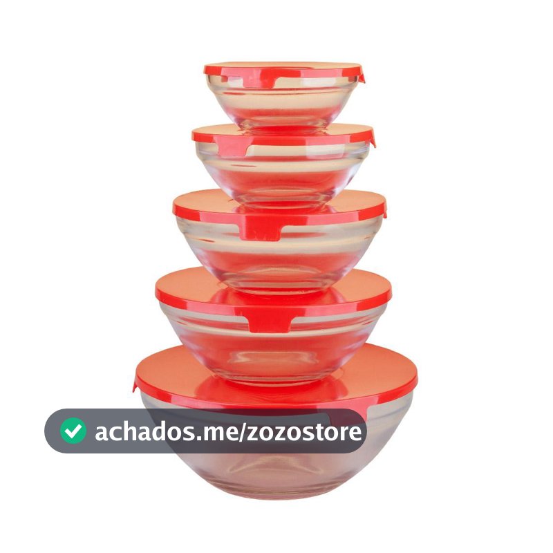 Conjunto 5 Potes de Vidro Cazza Classic