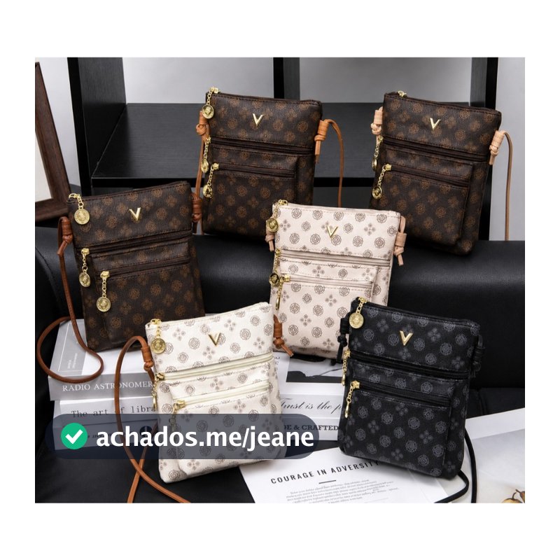 Bolsa Transversal Feminina Couro Sintético P.U Fosco Ajustavel, Moda Monograma Crossbody Premium | Dia a Dia | Elegante