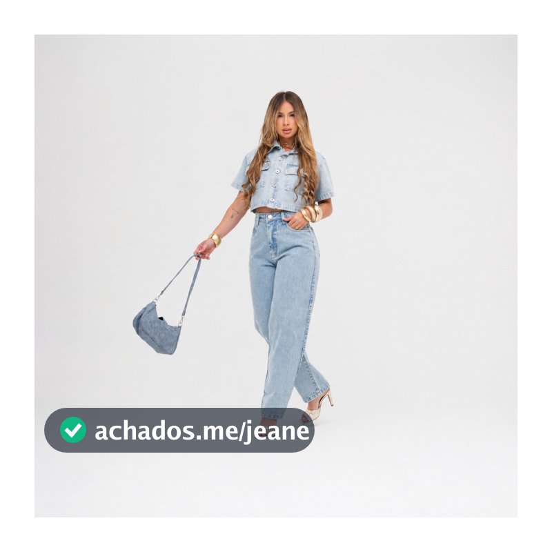 Conjunto Camisa Jeans Cropped Calça Feminina Jeans Barrel