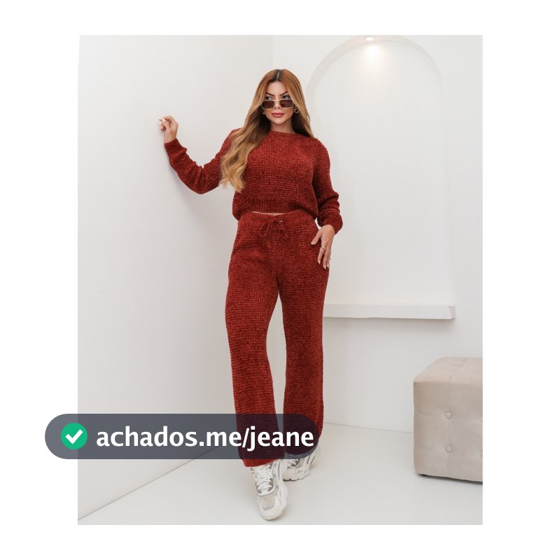 Conjunto Feminino Tricot  Suéter Mousse Blusa e Calça Confortável Inverno 3RD SD3015