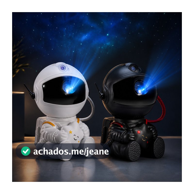Mini Projetor Astronauta Galáxia Luz Noturna Estrela LED Decoração Quarto Infantil USB Rotação 360°
