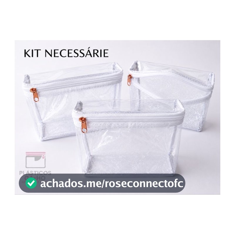 Kit c/ 25 Necessaire Viés transparente e Zíper branco - Organizador Multiuso Lembrancinha Festa Brinde Maquiagem Bolsa