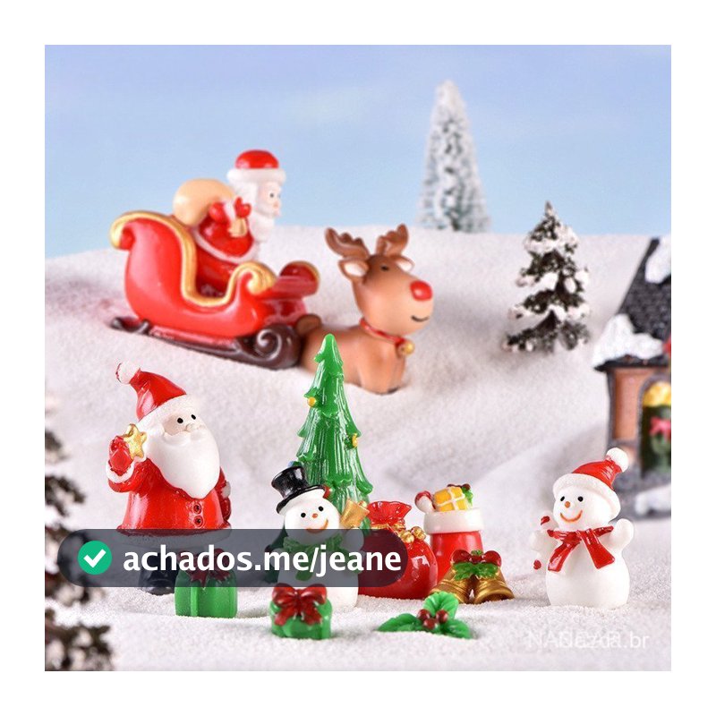 Kit Enfeites Mini Resina Natal, Figuras Papai Noel Boneco de Neve, Presente Artesanal para Crianças