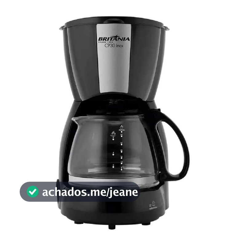 Cafeteira Elétrica Britânia CP30  800W 30 Cafés Jarra de Vidro Filtro Permanente Inox