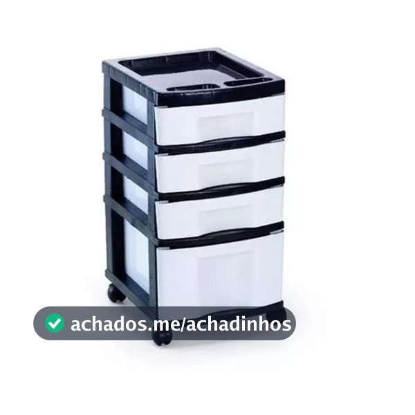 Gaveteiro Plástico Multiuso, organizador Branco 4 Gavetas 3 Pequenas e 1 grande, Cod.571 AGRAPLAST