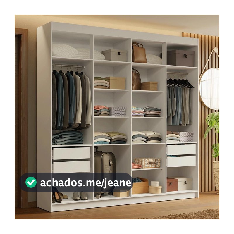 Guarda-Roupa Closet 4 Gavetas 216 cm Branco Venus Madesa