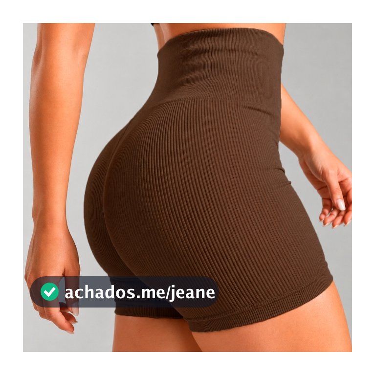 Short Fitness Modelador Canelado Sem Costura Seamless  Zero Transparência Roupa de Ginástica Academia