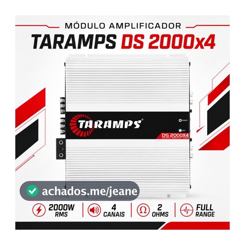 Módulo Taramps DS 2000x4 2 Ohms 2000W RMS 4 Canais 500W por Canal Full Range Crossover Fixo