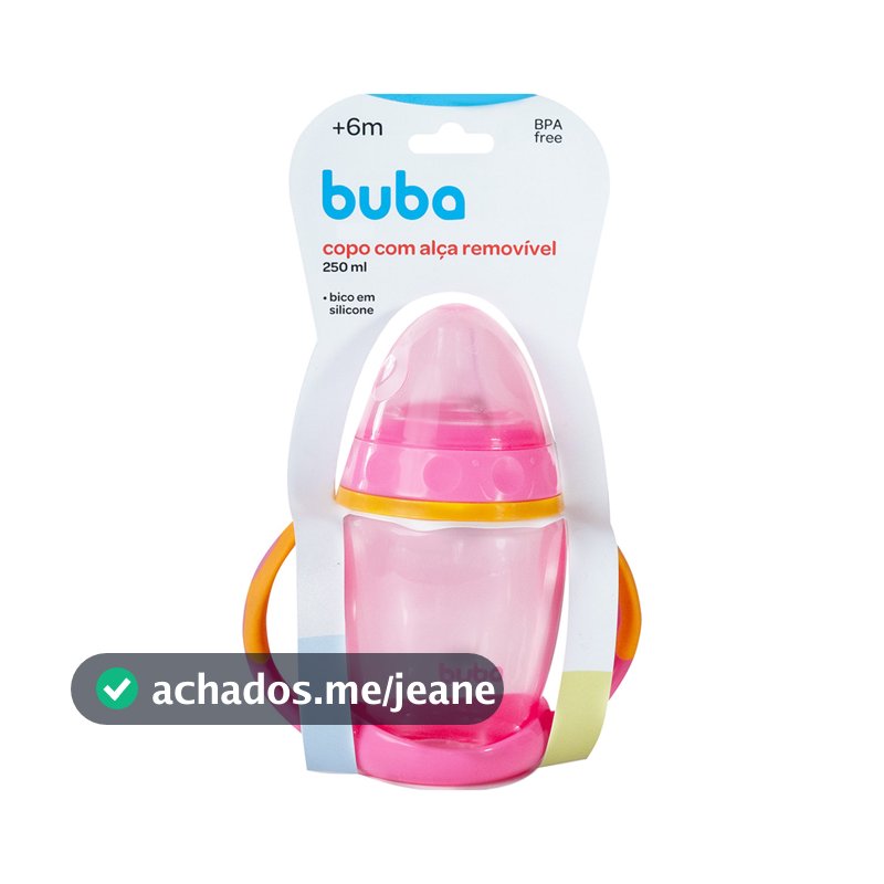 Copo de treinamento Buba com Alça Removível Rosa 250ml