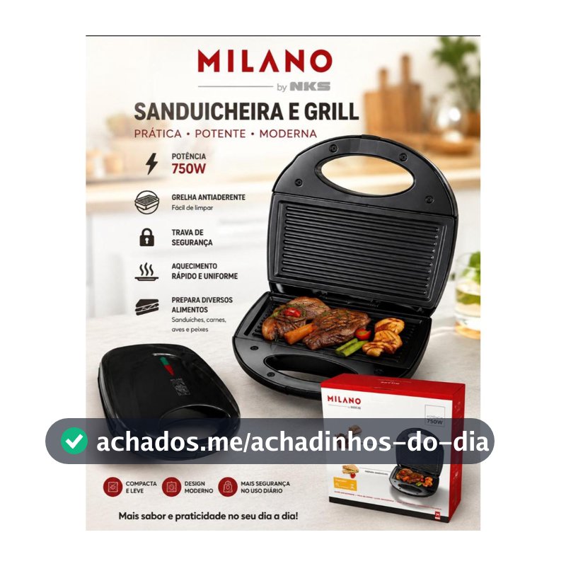Sanduicheira Grill Elétrica Antiaderente Multifuncional 110V Ou 220V 750 Watts
