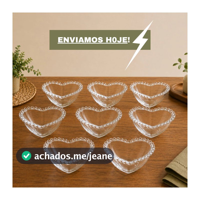 Kit 1/2/3/4/8 Bowls Coração Cristal Pearl Wolff 12cm Tigela Sobremesa Petisqueira Premium