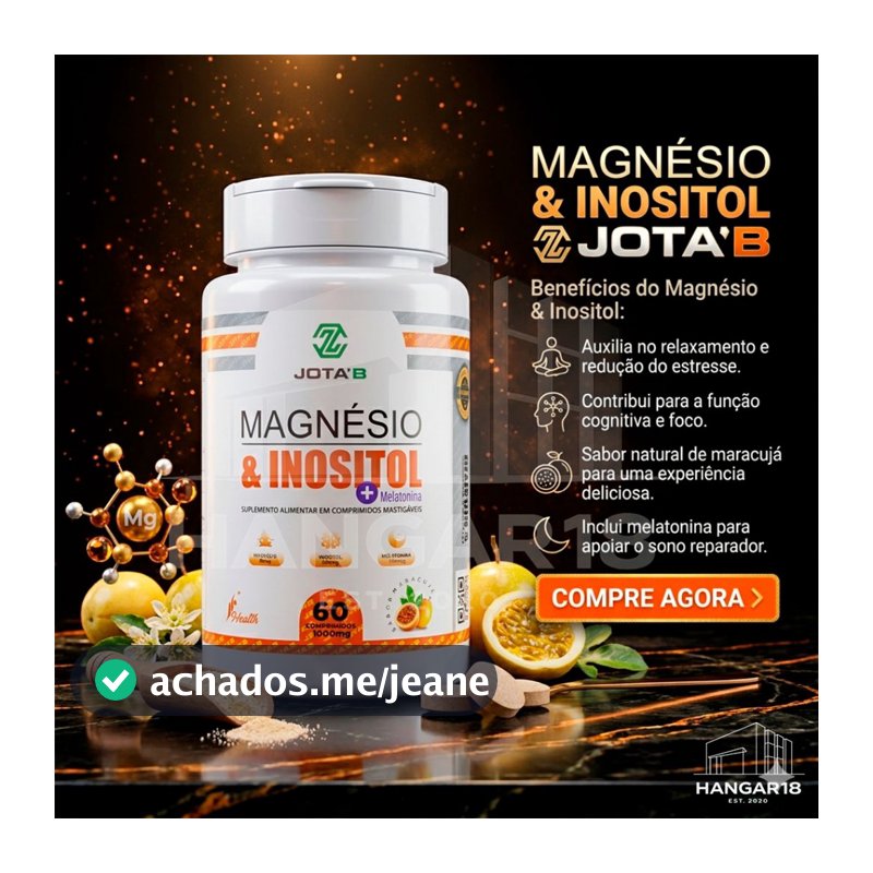 Magnésio com Inositol + Melatonina | 1000mg | 60 Comprimidos | Suplemento Alimentar | Original | HGR