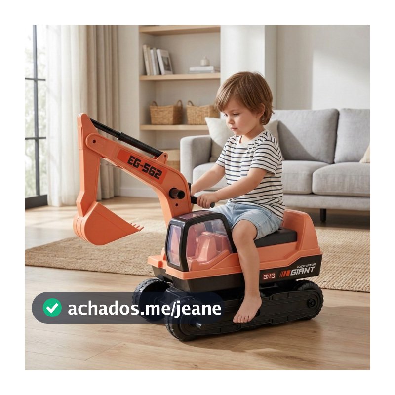 Brinquedo de Escavadeira Infantil Gigante 62CM Trator Retroescavadeira Até 50 Kg