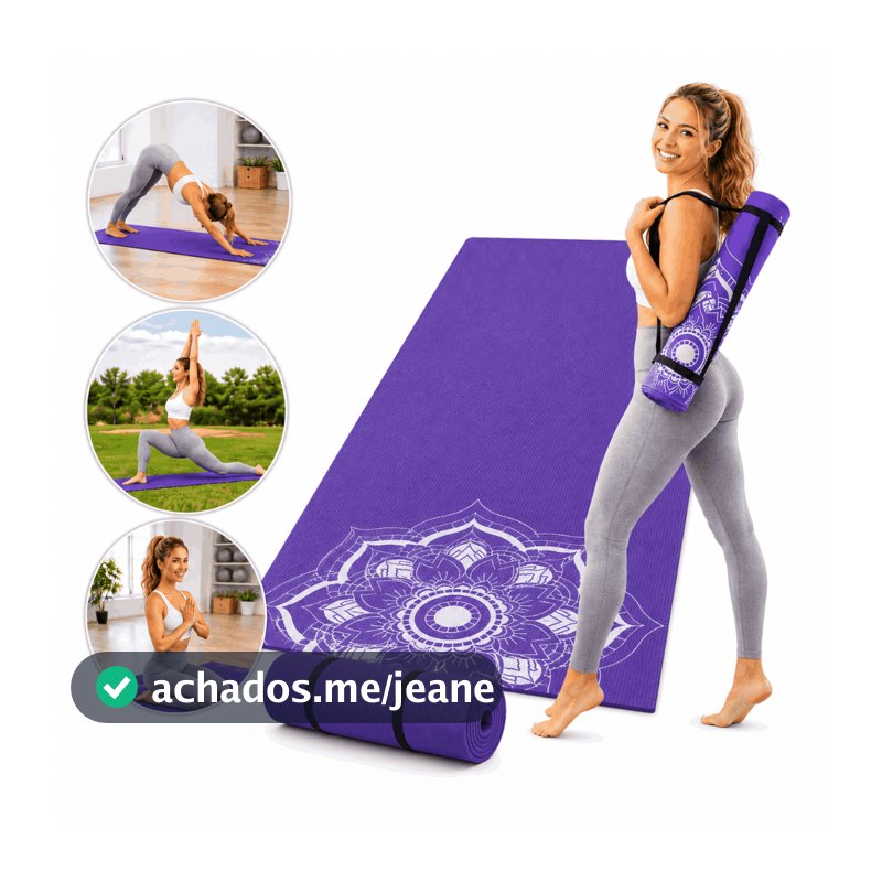 Tapete Yoga Pilates 1m x 50cm x 5mm Colchonete Academia Antiderrapante Ginástica Exercícios Fitness