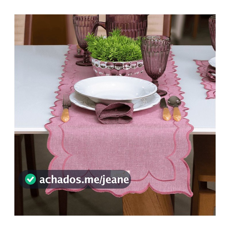 Trilho de Mesa Decorativo Moldura Dupla Face Argivai - 100% Poliéster