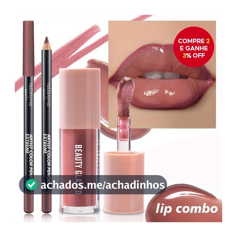 BEAUTY GLAZED 2 Peças De Conjunto De Lábios Foscos De Veludo-Delineador Labial À Prova D'água E Escolha De Esmalte Ofici