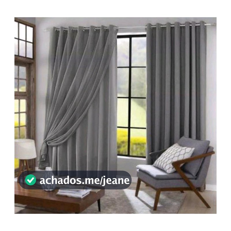 Cortina Blackout Blecaute Com Tecido Voil Liso 3,00 m × 2,60 m P/ Sala ou Quarto