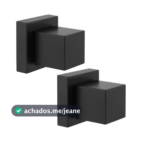 Kit 2 Acabamento de Registro Chuveiro e Geral Quadrado Preto Fosco - Padrão Deca 1/2" e 3/4"