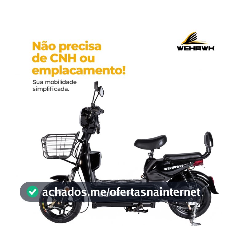 Bicicleta Elétrica 800W Basket Wehawk WX-03 Bateria de Chumbo 12V Autopropelido Pré Montada