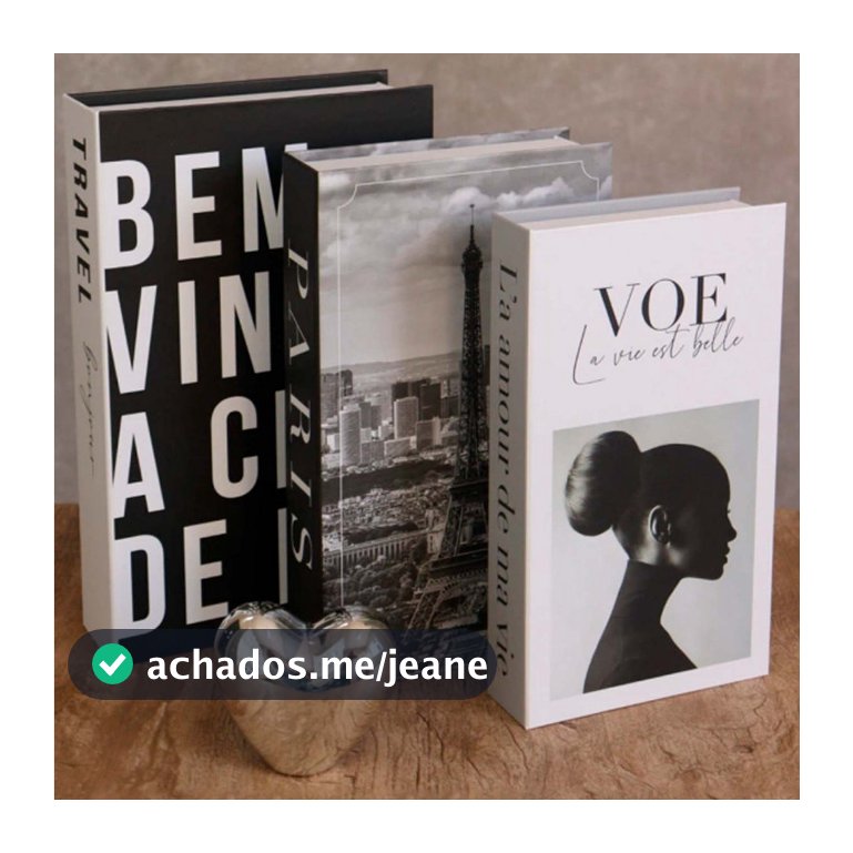 Conjunto de Caixa Livro Decorativa Organizadora Para Joias e Documentos 3pcs Papel