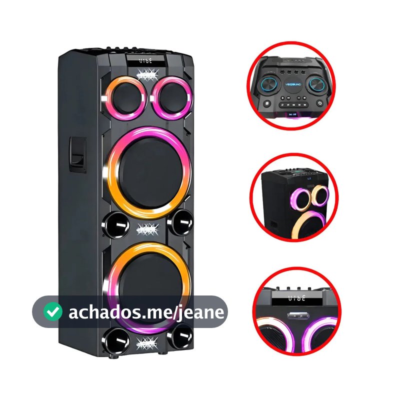 Caixa Som Potente Torre 2500w Rms 2 Falantes 12´´ Bluetooth