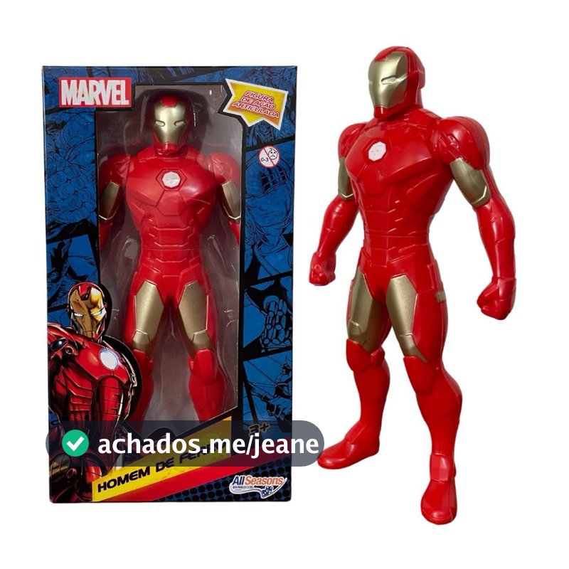 Boneco Homem de Ferro Vingadores Bonecos Marvel Super Heróis Iron Man Brinquedos Semi Articulados 22 cm de Altura