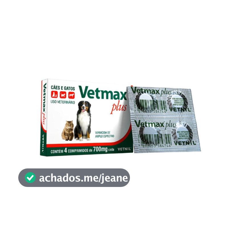 Vermífugo Cães e Gatos Vetmax Plus 4 Comprimidos Vetnil