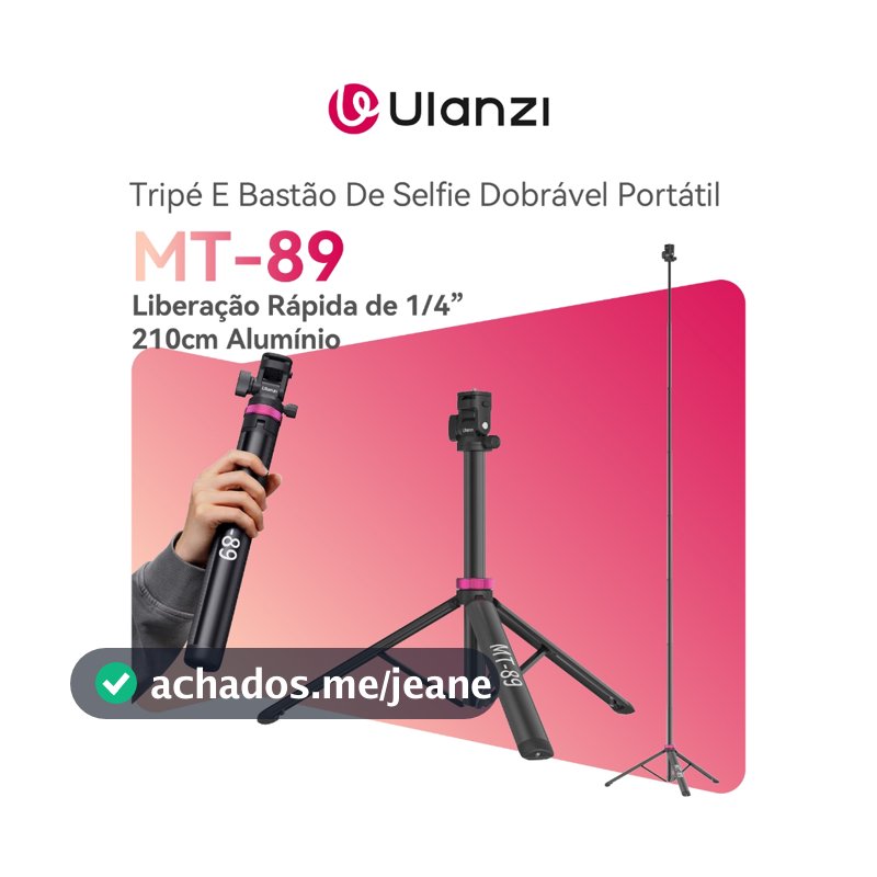 ULANZI MT-89 Tripé E Bastão De Selfie 2.1m Alumínio 360° Dobrável Portátil Para DSLR 1/4" Suporte