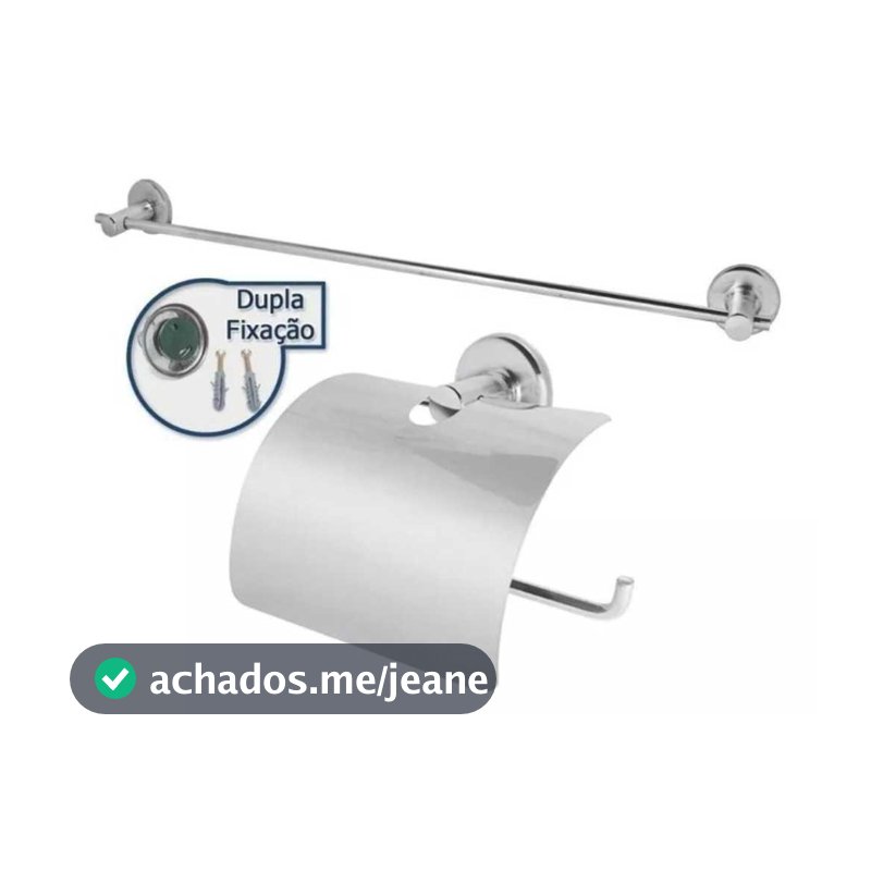 SUPORTE DE TOALHA BANHO+ PORTA PAPEL HIGIÊNICO COM TAMPA INOX PARA BANHEIRO