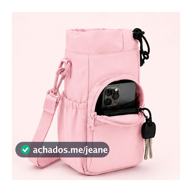 Bolsa Porta Copo e Garrafa até 1300ml Celular Chaves Academia Passeio Viagem Com Alça Transversal Porta