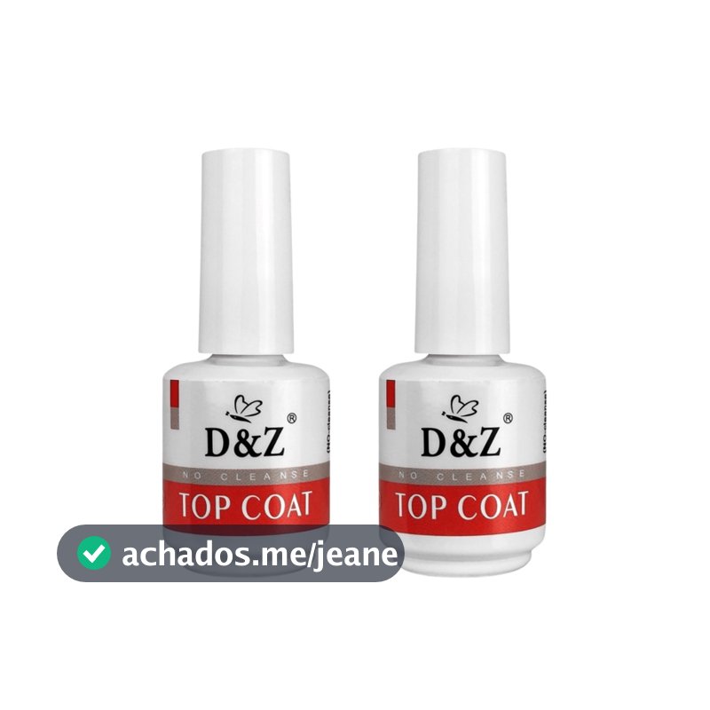 Kit 2 Top Coat Selante D&Z Extra Brilho 15ml Unha Gel Acrigel Fibra