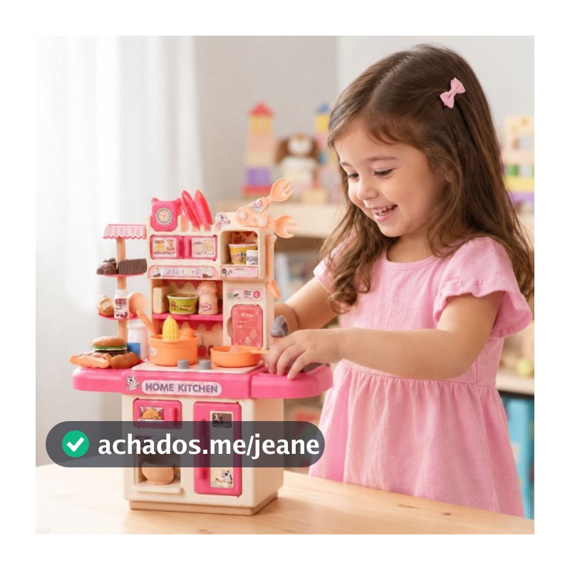 Cozinha Infantil De Brinquedo Mini Chef Com Luz Sai Água De verdade Fogão 33 Acessórios