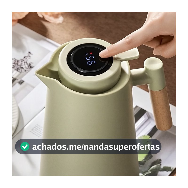 Garrafa Térmica Inox 1L com Display LED para Chá e Café