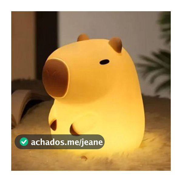 Luminária de Mesa Capivara Infantil - Apontador+Luz Noturna, Bateria 8h, Cores Suaves, Carregamento USB