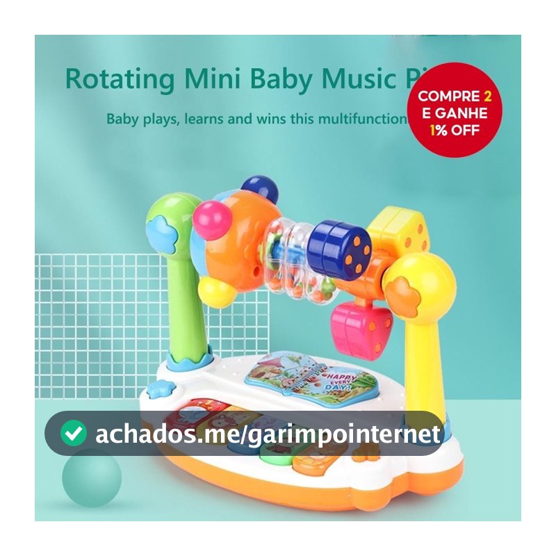 Brinquedo de piano novo e moderno para bebês, teclado musical rotativo com luz e som, brinquedo musical para educação