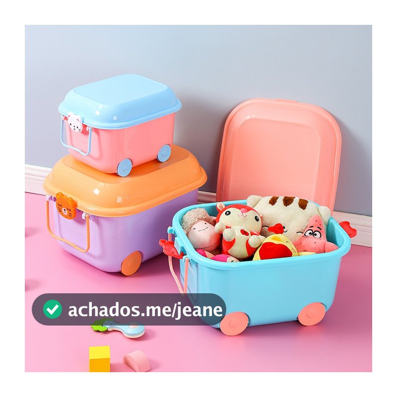Carrinho Organizador Multifuncional Grande para Brinquedos com Alça e Rodinhas