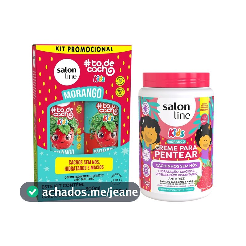 Kit Morango com Shampoo + Condicionador e Creme de Pentear Kids